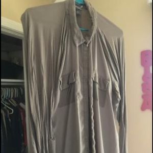 Gray button up light dress shirt